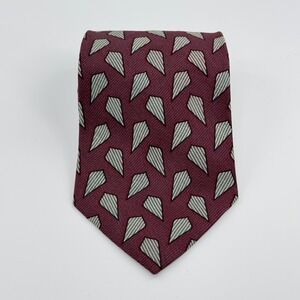 Giorgio Armani Silk Tie Burgundy Geometric Pattern Made in Italy